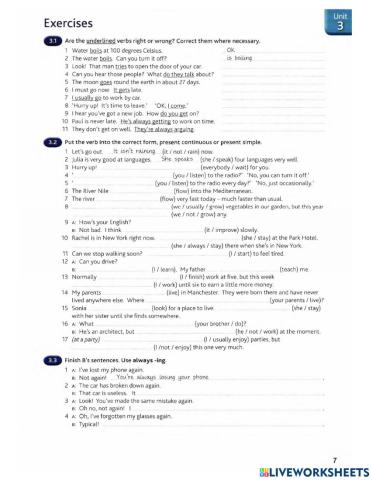 Present continuous and present simple