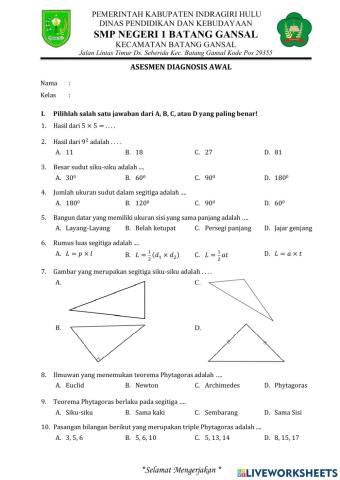 Asesmen Diagnosis - Matematika