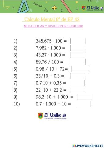 Cálculo Mental 6º de EP 42