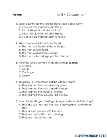 Unit 4-2 Reading Test