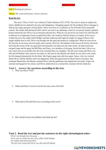 The world of literature. Genres of fiction