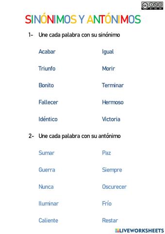 Sinonímos antónimos