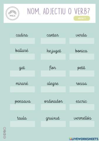 Nom, verb o adjectiu? - Sèrie 1