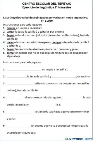 Verbos en imperativo