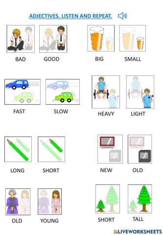 6º adjectives listen and repeat