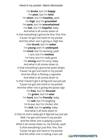 Hand in my pocket- Alanis Morissette