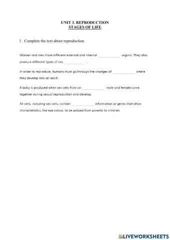 3.1 Reproduction. Stages of Life