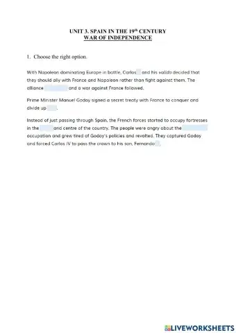 3.1 Spain in the 19th C. War of Independence