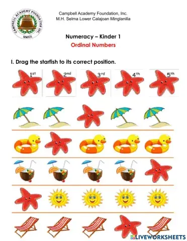 Ordinal Numbers - K1