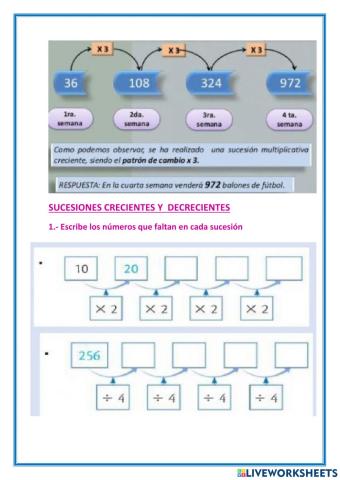 Sucesiones crecientes y  decrecientes