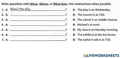 Where- when- What time