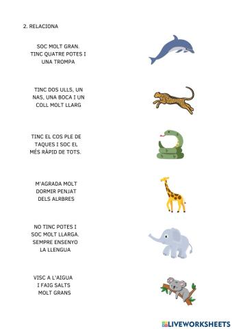 Relaciona els animals