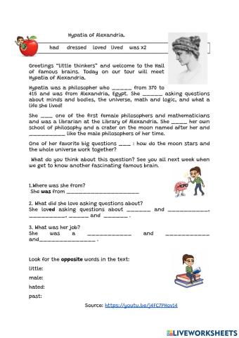 A2 Past simple: Hypatia of Alexandria