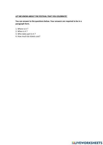 Let me know about the festival that you celebrate