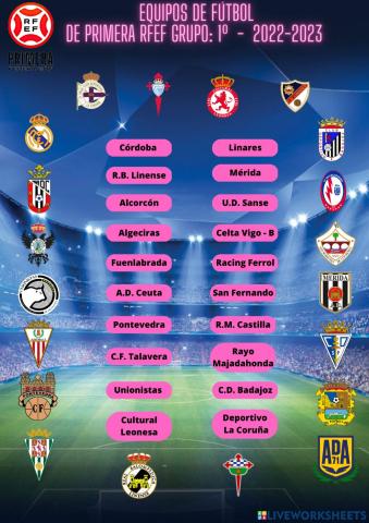 Equipos de Fútbol de Primera RFEF - Grupo: 1º