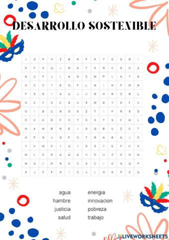 Sopa letras desarrollo sostenible