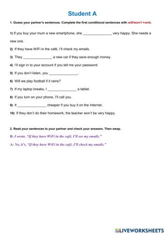 First Conditional Pairwork St-A