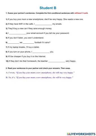 First Conditional Pairwork St-B