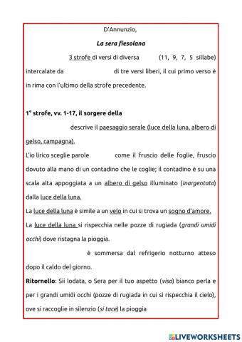 D'annunzio, la sera fiesolana