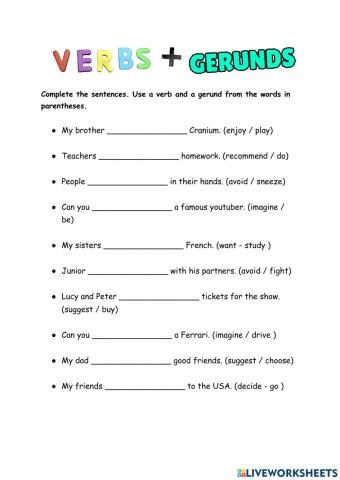 Verbs + Gerunds