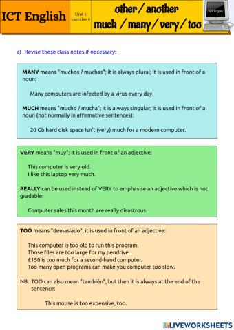 Ict 1.9 - Other - another - much - many - very - too