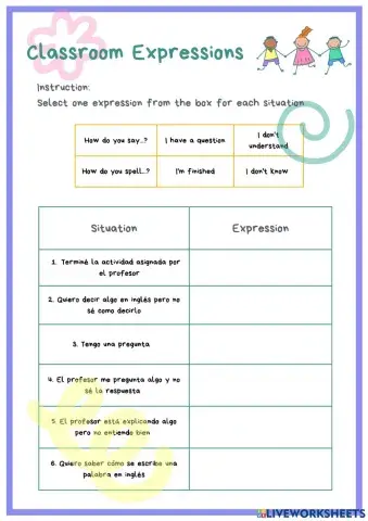 K1 - Day 1 : Classroom Expressions