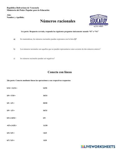 Números racionales (solo teoría)