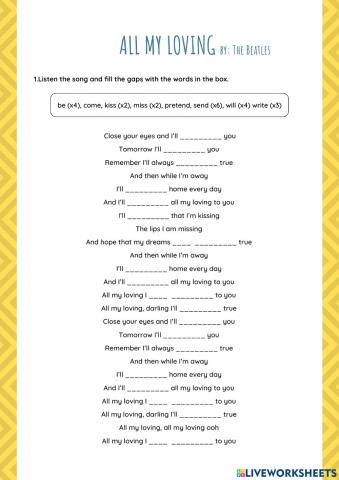 ALL MY LOVING song by the beatles