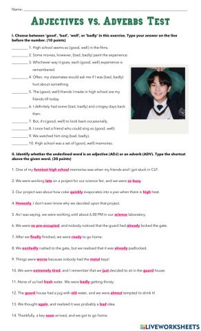 Adjectives vs. Adverbs Test