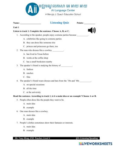 QSkills 2e-Unit1-istening Quiz-Level4