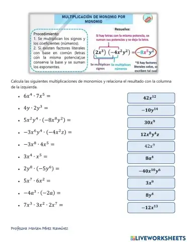 Multiplicación de monomios