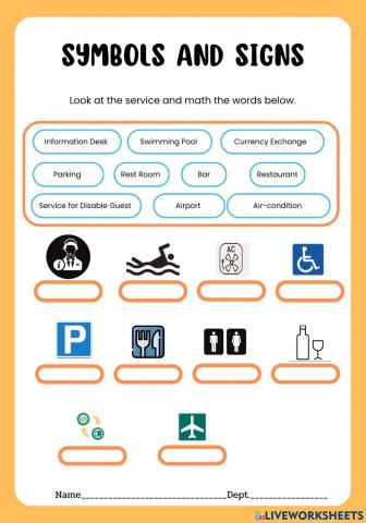 English for service sign