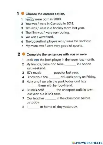 Wider World 1 - Unit 6 - was-were