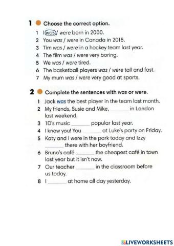 Wider World 1 - Unit 6 - was-were