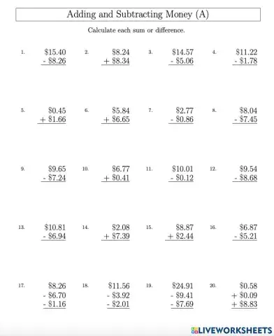 Adding & Subtracting Money