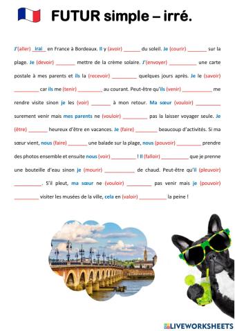 Futur simple Verbes irréguliers - vacances