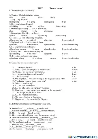 Present tenses review