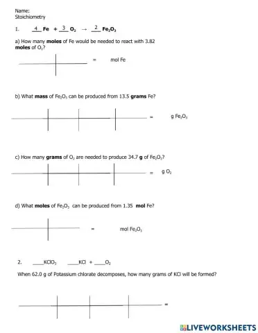 Stoichiometry Practice