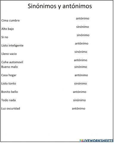 Sinónimo y antónimo