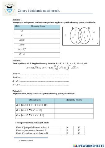 Działania na zbiorach