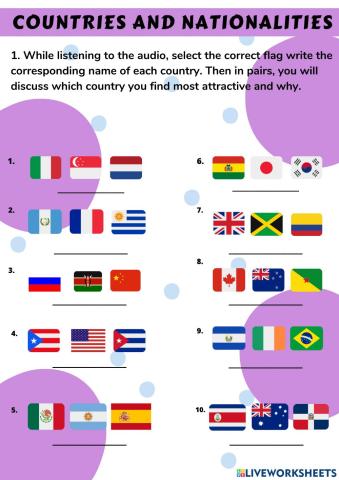 Countries, languages and nationalities