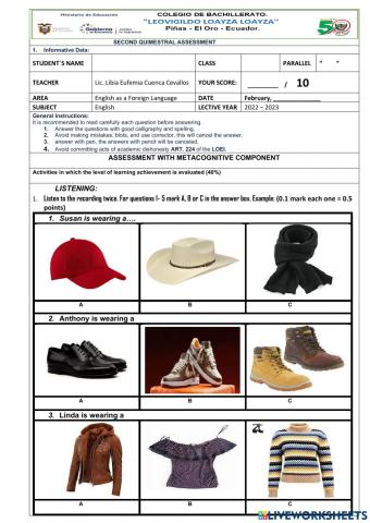 Second quimestral assessment