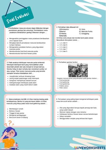 Soal Evaluasi Praaksara