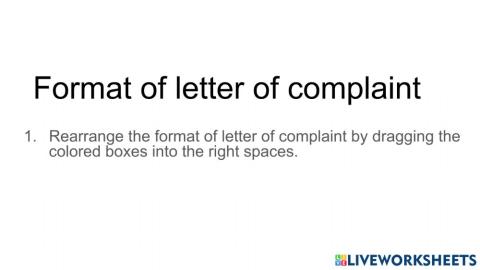 Form 1: Format of letter of complaint