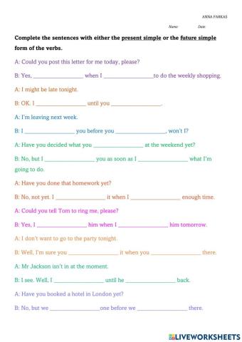 Present simple, future simple-will