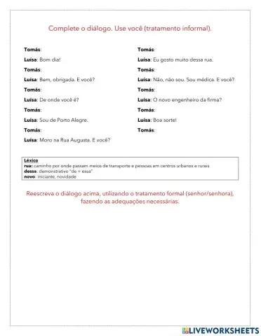 Tratamento formal e informal