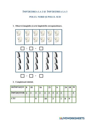 Împărțirea la 2 și împărțirea la 3. Polul Nord și Polul Sud