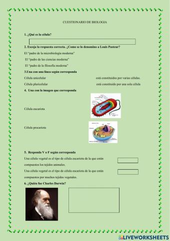 Cuestionario de biologia