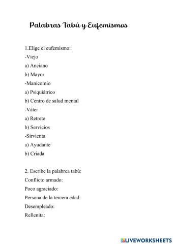 Palabras Tabú y Eufemismos