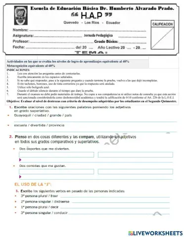 Cuestionario de lengua y literatura